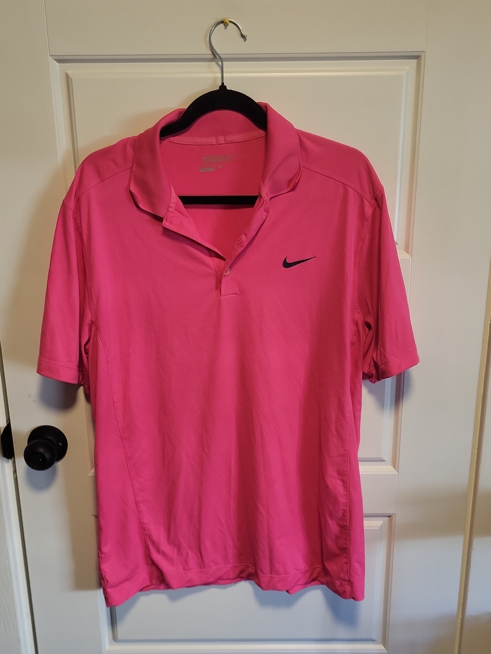 Nike Men’s Hot Pink Polo with Black Swoosh
